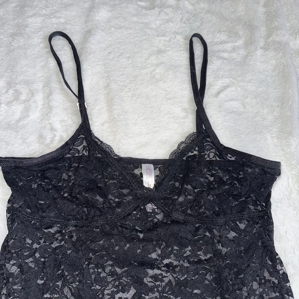 Gilligan‎ & O'Malley Lace Chemise Slip Dress M Black Sheer Lingerie Mini
